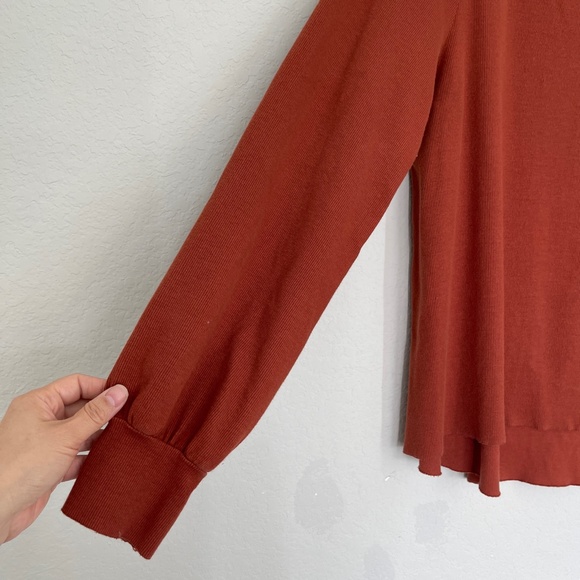 T.la Anthropologie Pullover Sweater Women's M Burnt Orange Crew Neck Stretch - Picture 3 of 11